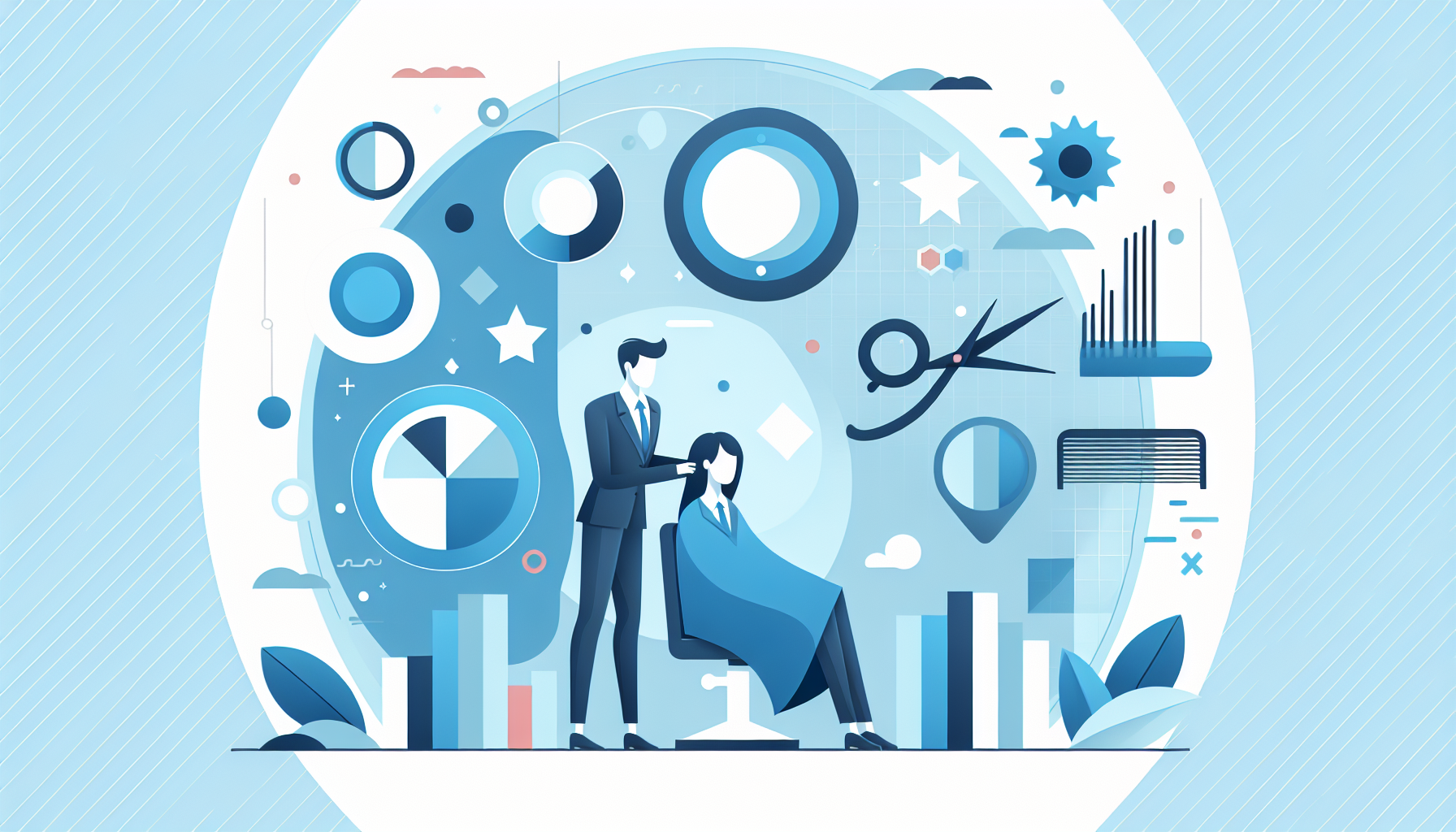 Illustration for article about hair salon optimization for ChatGPT